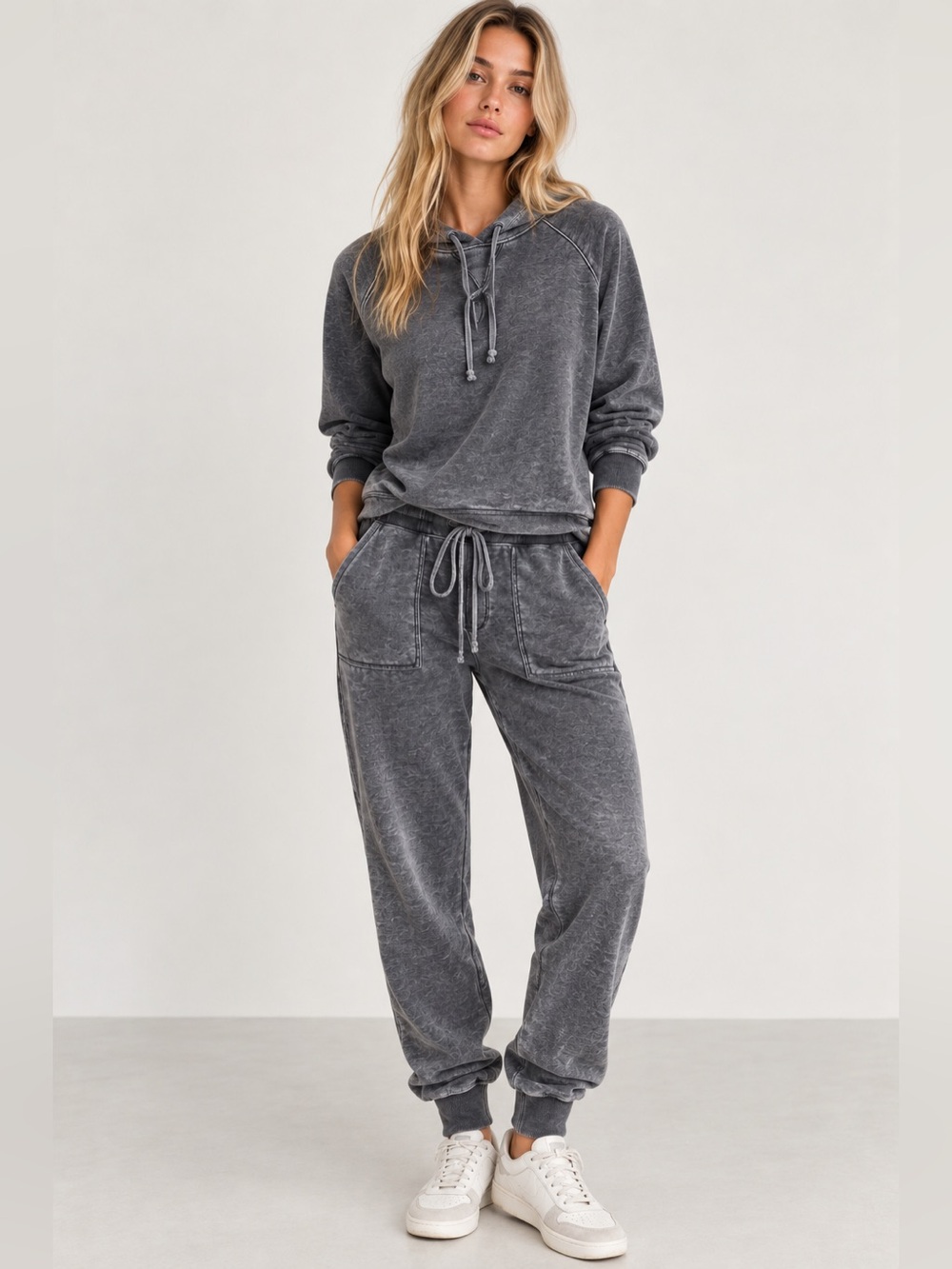 Jane and Delaney Washed Charcoal Gray Hoodie & Joggers